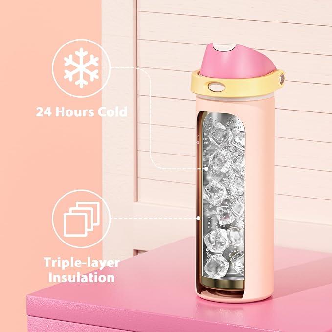 24 oz Insulated Water Bottle for Women: Meoky Stainless Steel Metal Water Bottle - Image 4