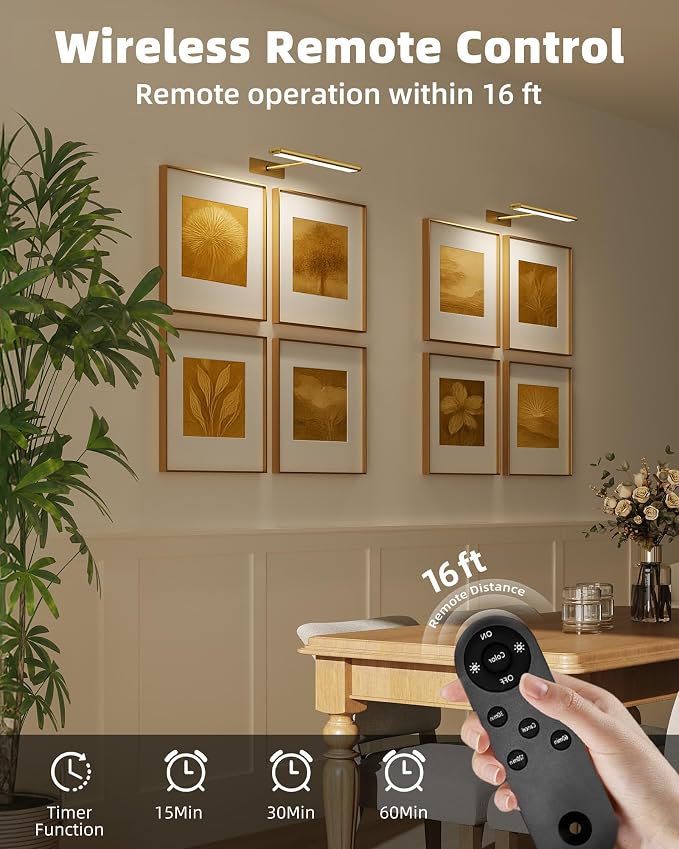 EZVALO Picture Light for Wall, 4800mAh Rechargeable Wireless Remote, Dimmable - Image 2