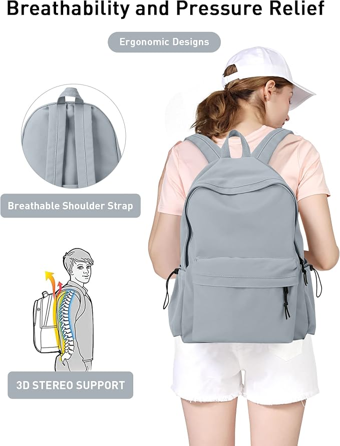 BJLFS Blue Simple School Backpack - Image 3