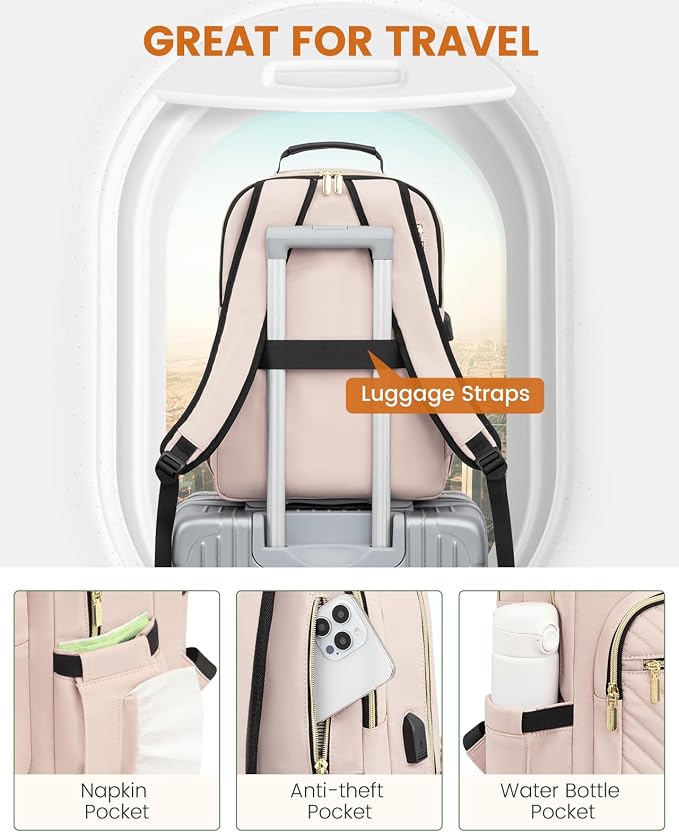 LOVEVOOK Laptop Backpack for Women, Travel Computer Work Bags - Image 4