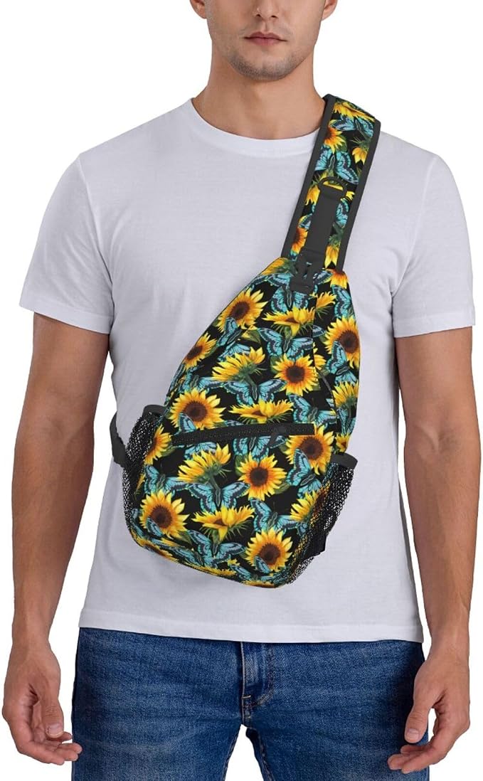 Sunflower And Blue Butterfly Sling Bag - Image 7