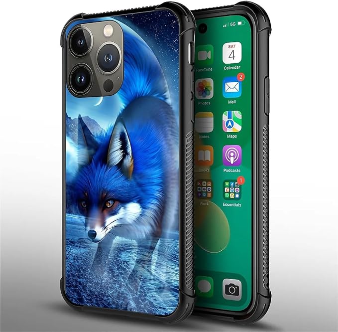 for iPhone 13 Pro Case, Snowy Mountain Fox Lake Pattern Graphic Design Girl Boy - Image 6