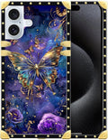Compatible with iPhone 16 Plus Case, Glistening Golden Butterfly Vibrant Purple by Unknown