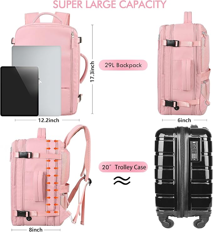 Beraliy Large Travel Backpack for Women, Personal Item Bag Airline Approved - Image 6