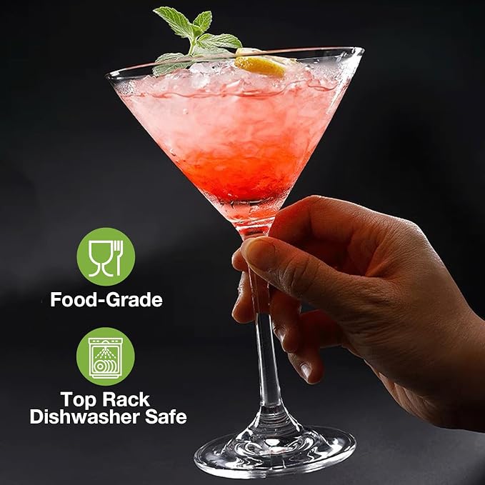 Unbreakable Martini Glasses Set of 6, 10 oz Plastic Martini Cocktail Glasses - Image 4