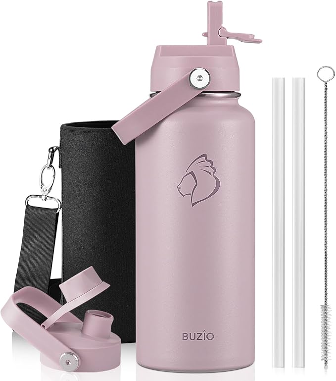 BUZIO 32 oz Water Bottle Insulated, Leakproof Stainless Steel Flask, Wide Mouth by BUZIO