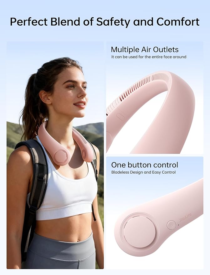 JISULIFE Portable Neck Fan, Hands-Free Bladeless, 5 Speeds, 4000 mAh Battery - Image 4