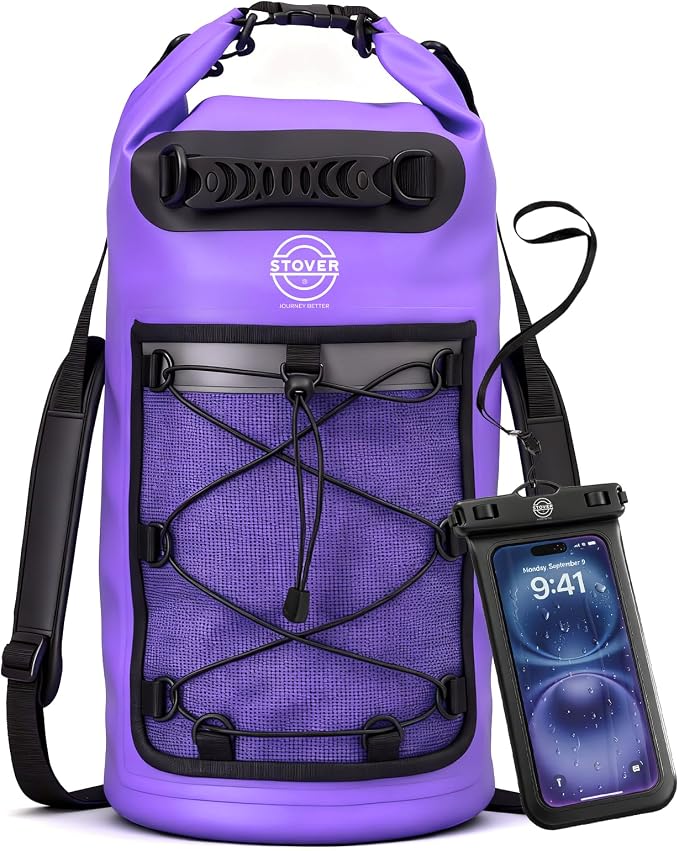 STOVER 5/10/25/30/40/55L Waterproof Dry Bag- Roll-Top Backpack w/Phone Case- by STOVER