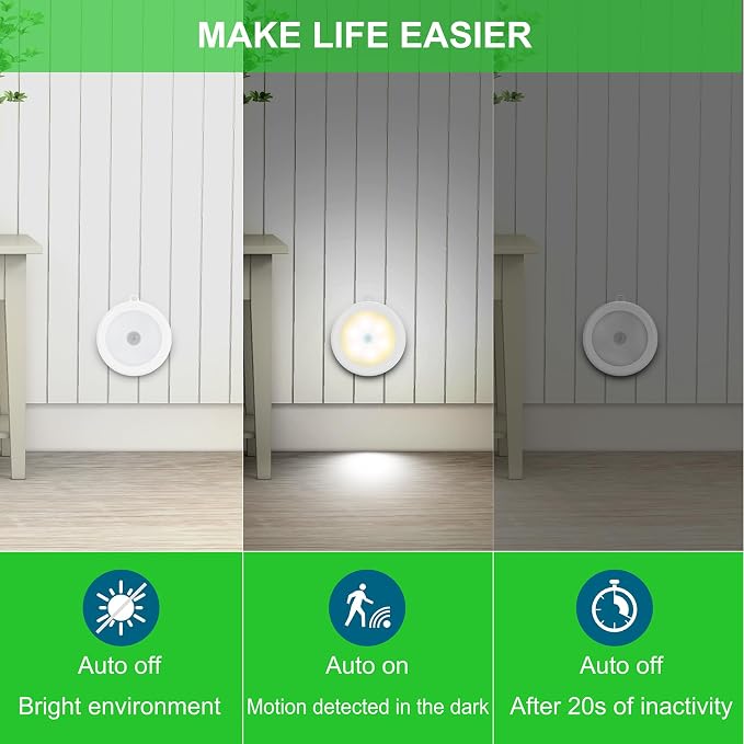 Mlambert 4 Pack Motion Sensor LED Night Light, Cordless Battery-Powered - Image 2