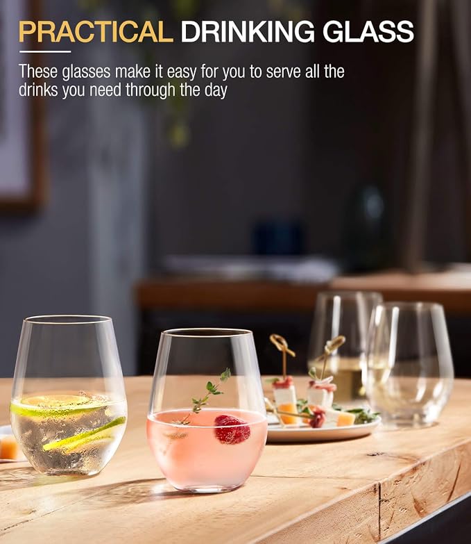Unbreakable Plastic Stemless Wine Glasses Set of 6, Tritan Plastic Wine Glass - Image 5