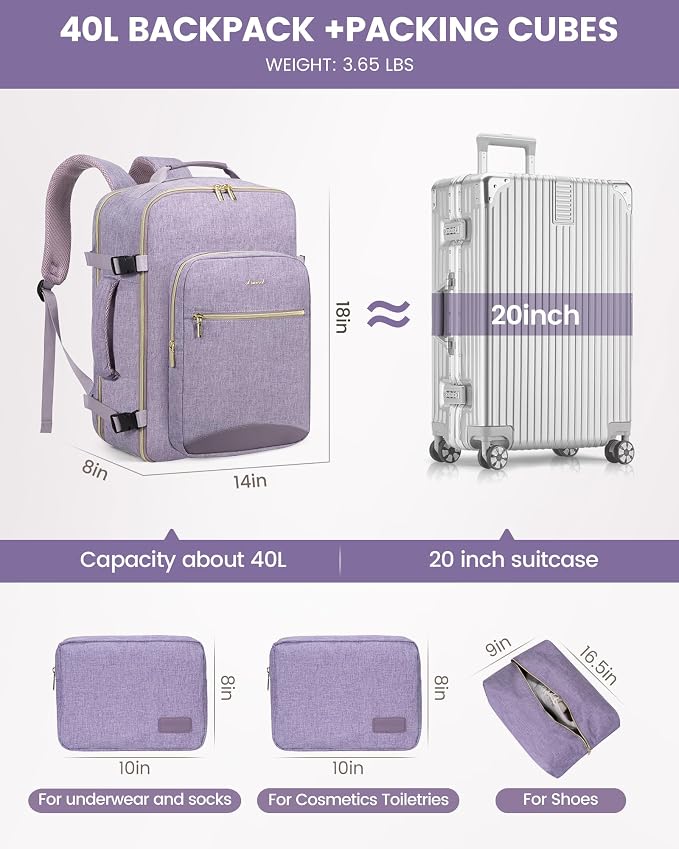 LOVEVOOK Travel Backpack for Women & Men 40L, Airline Approved Carry On - Image 5