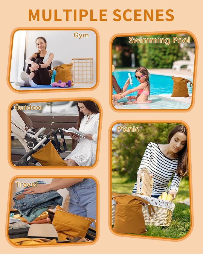 babygoal Wet Dry Bags for Baby Cloth Diapers, Washable Travel Bags, Gym Bag for - Image 3