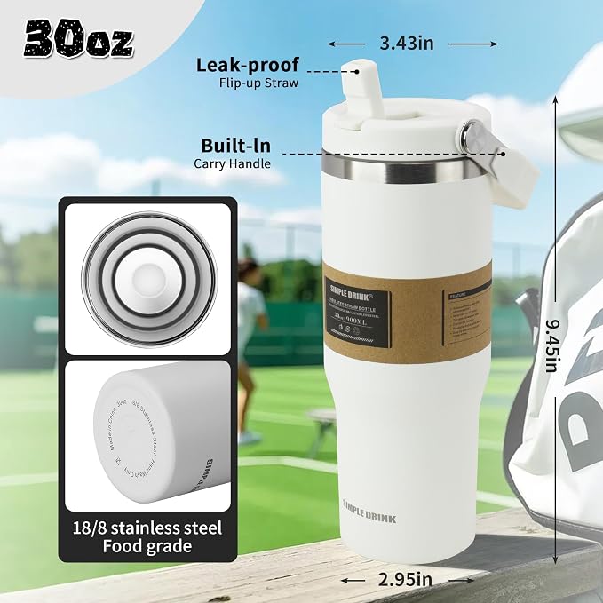 30oz Flip Straw Insulated Water Bottle - Image 2