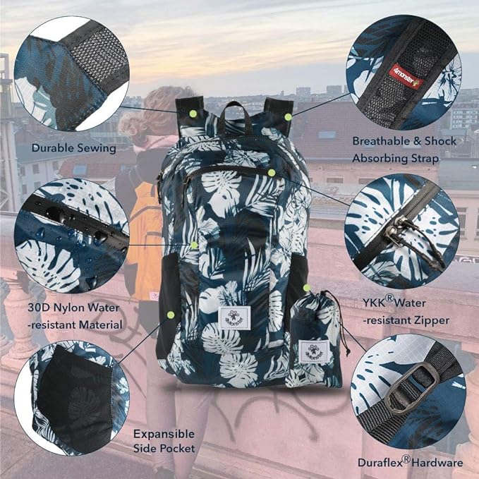 4Monster Hiking Daypack, Water Resistant Lightweight Packable Backpack - Image 2