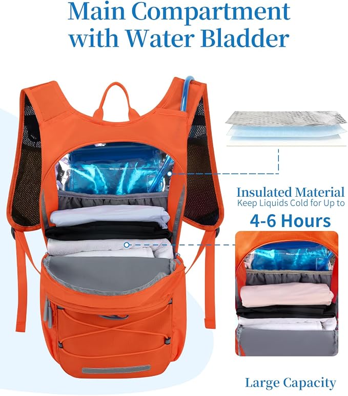 Hydration Backpack with 2L Water Bladder, Hiking Water Backpack - Image 3