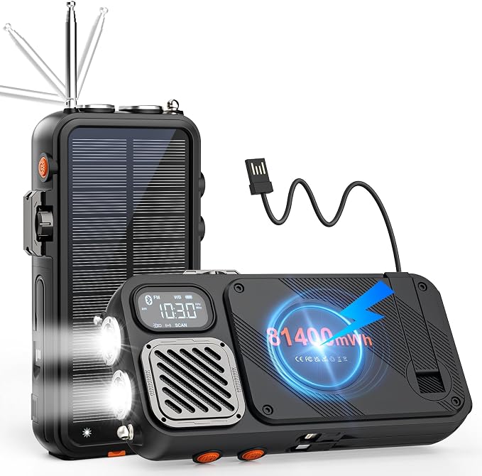 Emergency Radio&22000mAh Solar Power Bank, FM NOAA Weather Radio, Portable Hand by Unknown