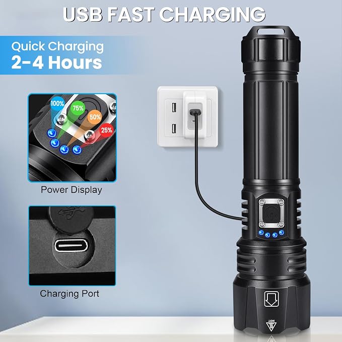 Rechargeable Flashlights High Lumens, 000 Lumen Brightest Led Flashlight - Image 4