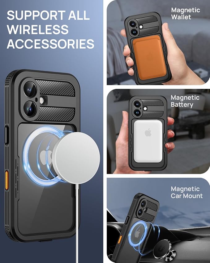 Lanhiem Magnetic Case for iPhone 16 Plus, IP68 Waterproof Dustproof Phone Case - Image 3
