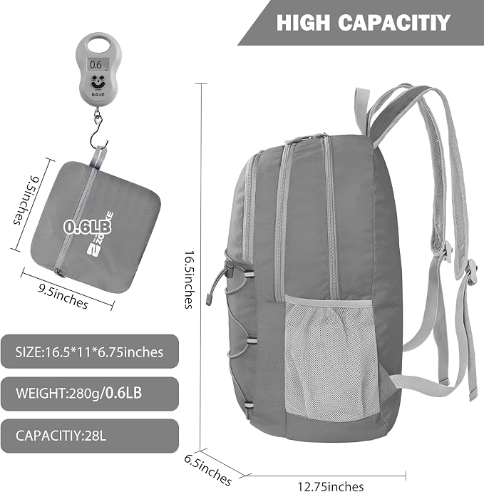 ZOMAKE Lightweight Packable Backpack 28L, Foldable Backpacks Water Resistant - Image 2