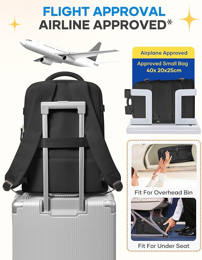 coofay Large Black Travel Backpack - Image 8