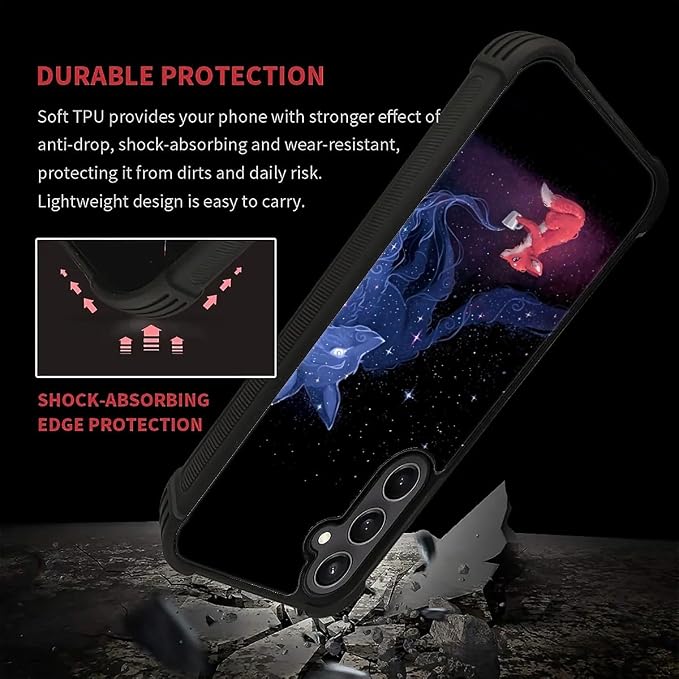 for Samsung Galaxy S23 FE Case, Galaxy Fox Wolf Pattern Graphic Design Girl Boy - Image 4