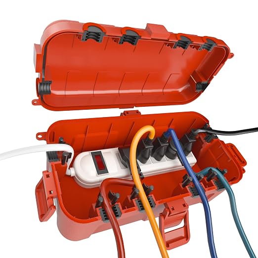 Flemoon Medium Outdoor Electrical Box, IP54 Waterproof Extension Cord Cover w/6 by FLEMOON
