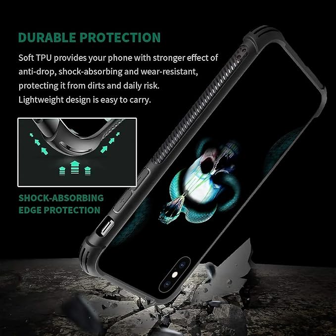 for iPhone Xs Max Case, Skeleton Winding Snake Pattern Graphic Design Girl Boy - Image 4