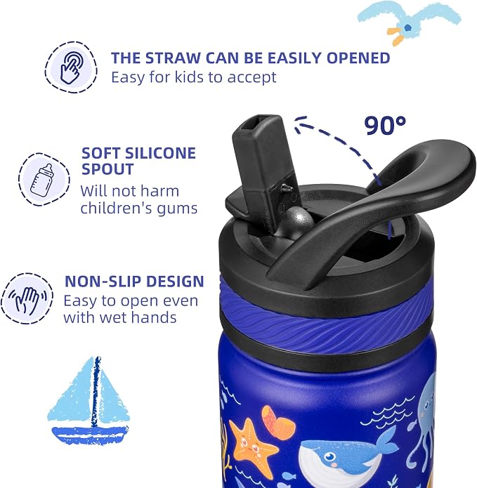 Fanhaw 14 Oz Kids Insulated Water Bottle - Image 3