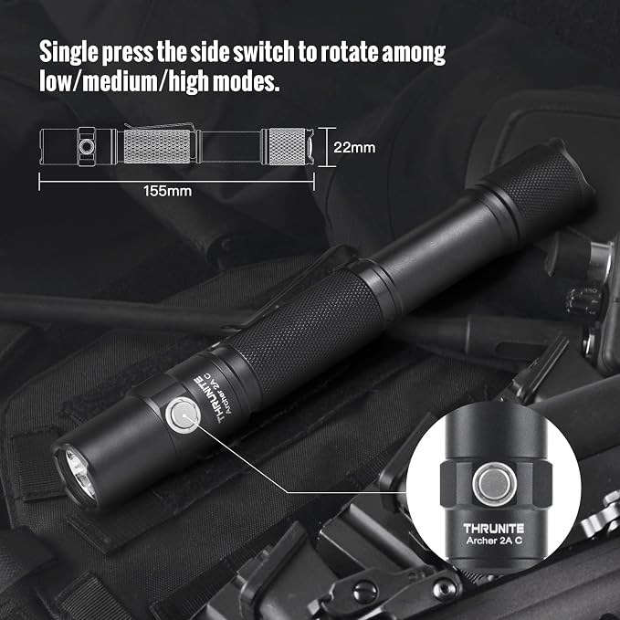 ThruNite Archer 2A C LED Rechargeable Flashlight, High 1000 Lumens AA Flashlight - Image 7