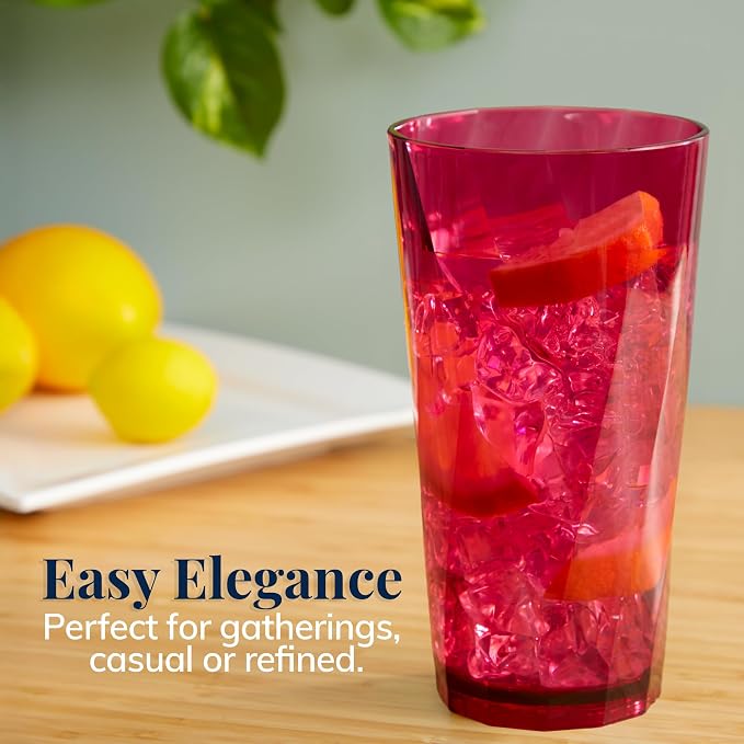 US Acrylic Optix Plastic Reusable Drinking Glasses 20oz Water Cups in Jewel - Image 5