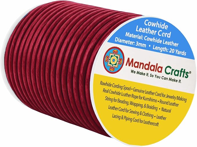 Mandala Crafts Round Genuine Burgundy Leather Cord by MandalaCrafts