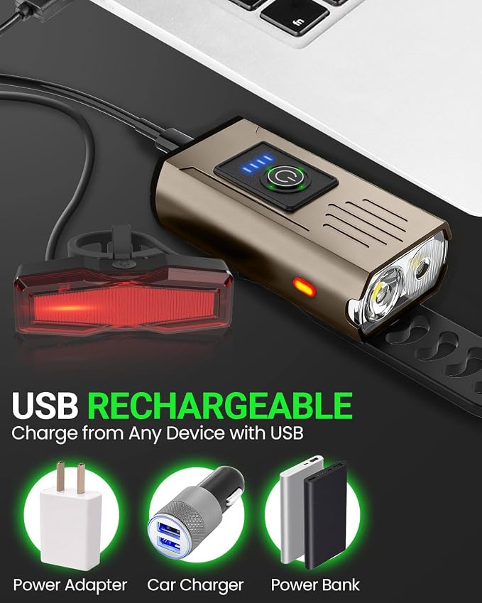 Victoper Bike Light, High Lumens Super Bright Bicycle Lite, 6+4 Modes USB - Image 6