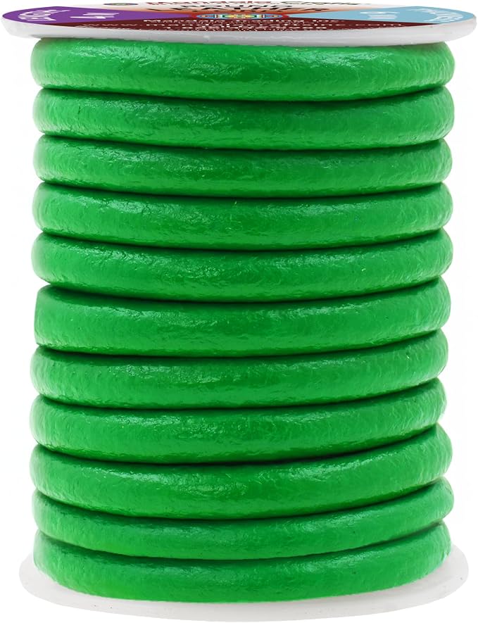 Mandala Crafts Round Genuine Green Leather Cord - Image 2