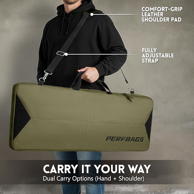 Single Rifle Case Bag, Tactical Padded Soft Gun Case w/MOLLE System, Wide - Image 5