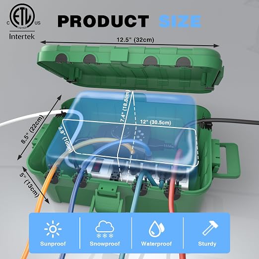 Flemoon IP54 Waterproof Electrical Box, Outdoor Plug Cover Weatherproof - Image 3