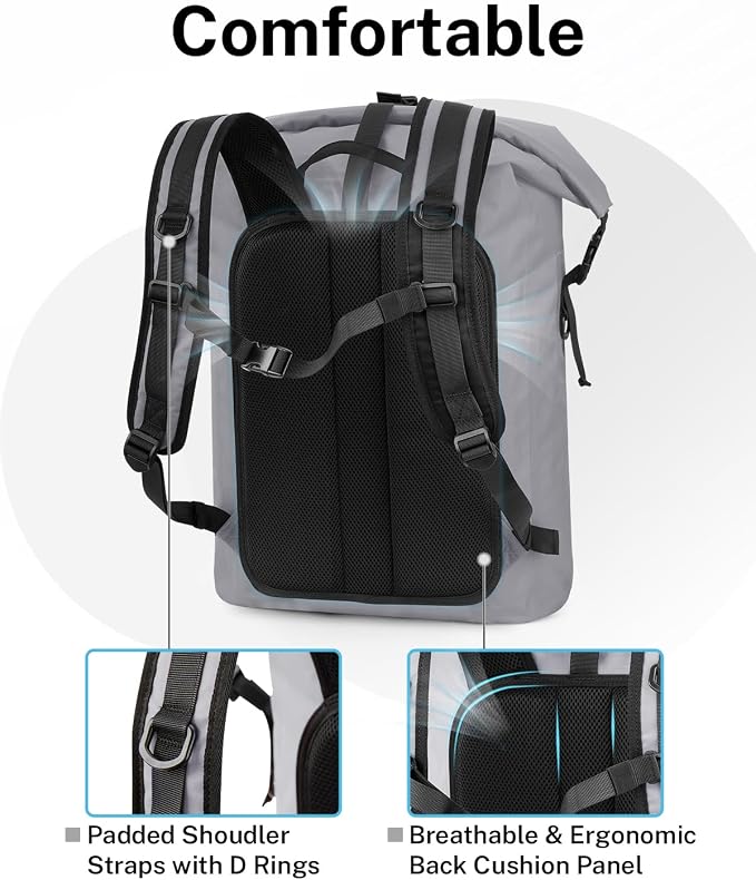 Gonex Ultralight Waterproof TPU Backpack, 55L Roll Top Dry Bag - Image 4