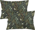 Botanical Print Floral Throw Pillow Covers Set of 2 Queen Size Black Sage Green by Unknown