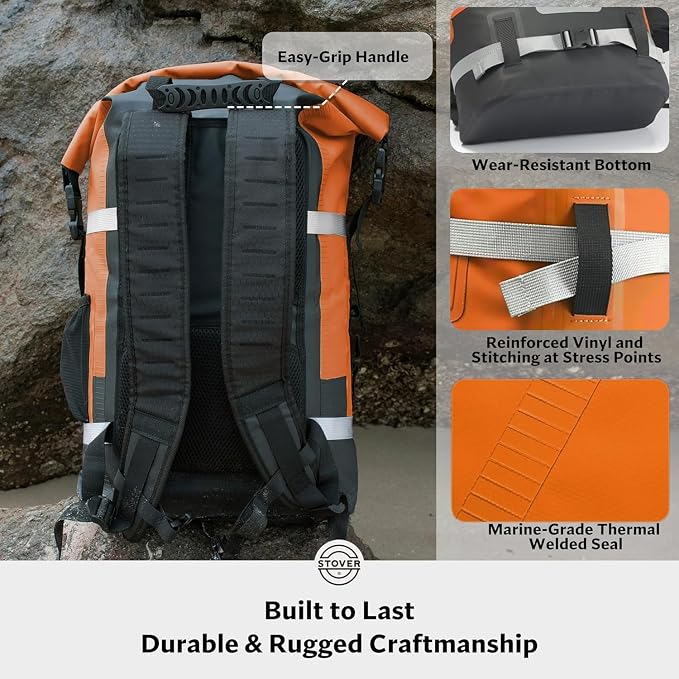 STOVER 5/10/25/30/40/55L Waterproof Dry Bag- Roll-Top Backpack w/Phone Case- - Image 6