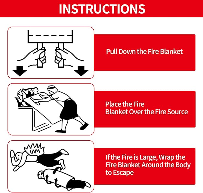 2 Pack Fire Blankets Emergency for Home, 40” x 40” Silicone-Coated Fiberglass - Image 7