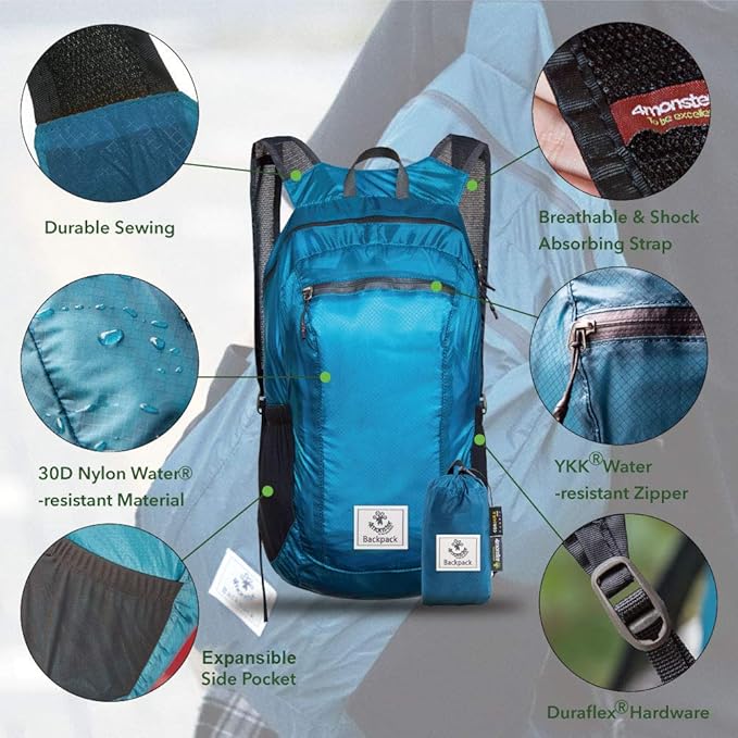4Monster Hiking Daypack, Water Resistant Lightweight Packable Backpack - Image 2