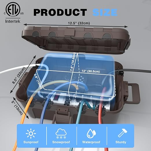 Flemoon Outdoor Electrical Box Waterproof, IP54 Waterproof Extension Cord Cover - Image 3