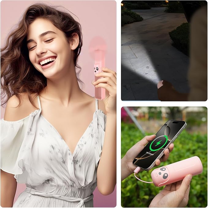 Portable Handheld Personal Fan, 4 IN 1 USB-C Rechargeable Mini Eyelash Fans - Image 2