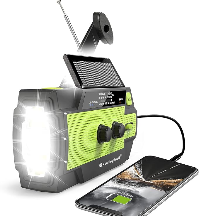 Emergency Crank Weather Radio, 14800mWh Solar Hand Crank Portable AM/FM/NOAA by RunningSnail