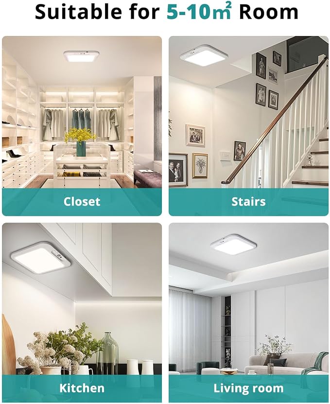 wowatt 2Pcs Rechargeable Battery Operated Ceiling Light, Motion Sensor Light - Image 8