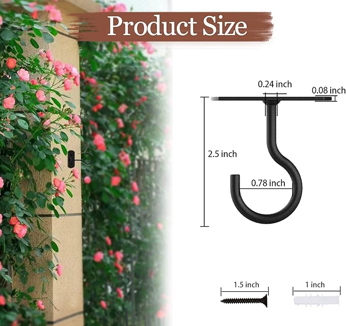 2.5in Ceiling Hooks Bulk for Hanging Plants 20Pack Black - Image 2