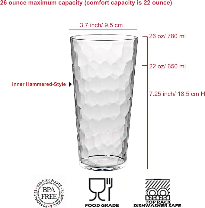 KOXIN-KARLU Mixed Drinkware 26-ounce Plastic Tumbler Acrylic Water Glasses - Image 2