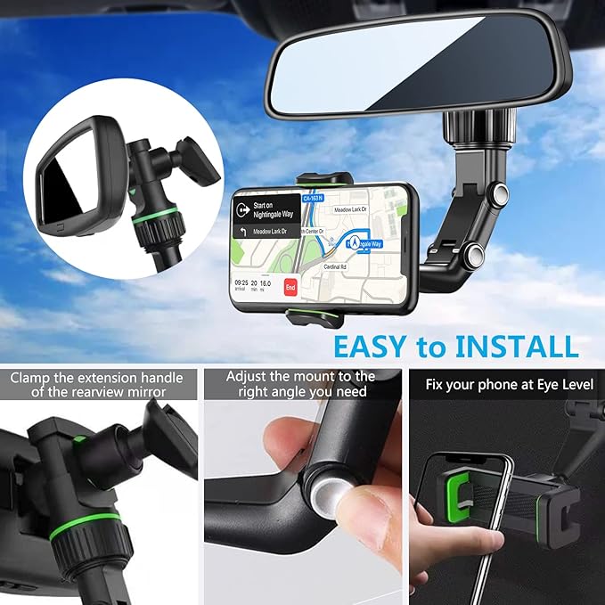 PKYAA Rearview Mirror Phone Mount Holder - Image 5