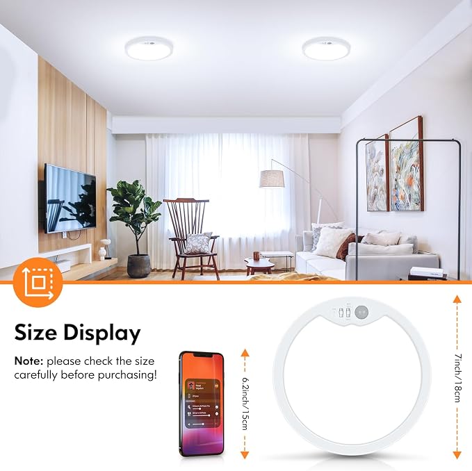 Brightever 2 Pack Motion Sensor Ceiling Light Wired, 2700K/4000K/6500K Small - Image 4