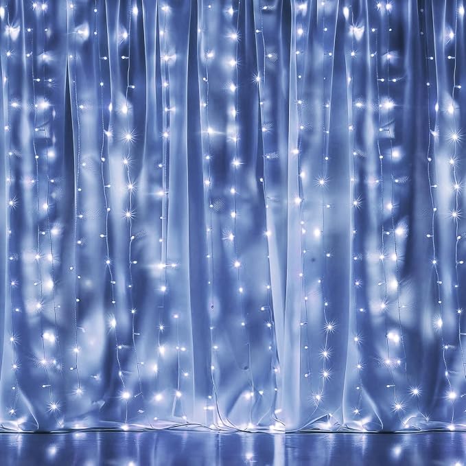 Dazzle Bright 300 LED Curtain String Lights, Christmas Fairy Lights - Image 2