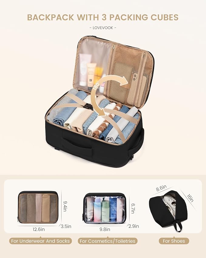 LOVEVOOK Travel Backpack for Women & Men, 40L Large Carry On Backpack Airline - Image 4